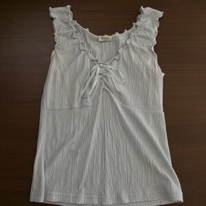 John Galt/PacSun Blue Ruffle Tank Top